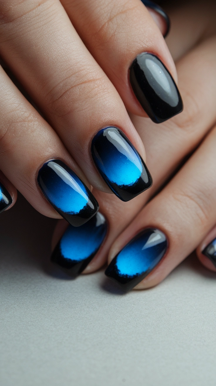 a close up shot of a dark gradient nail