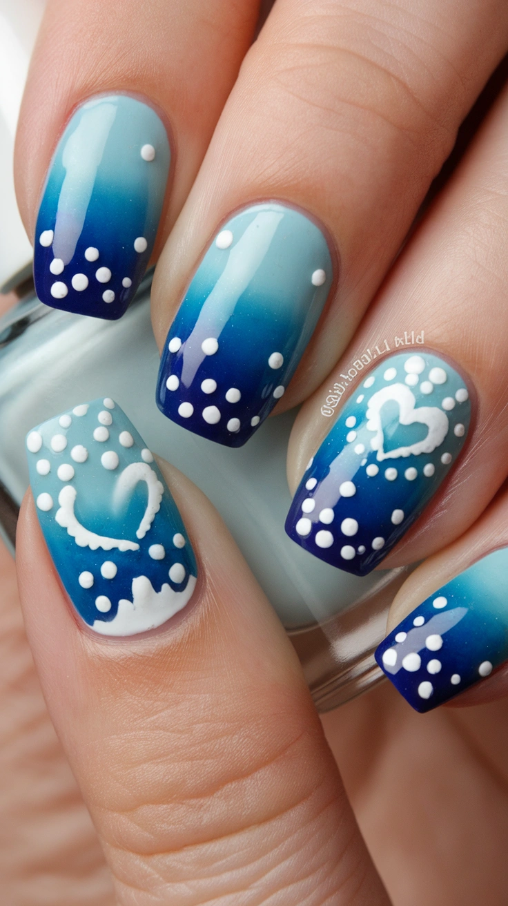 a nail art design with a gradient of