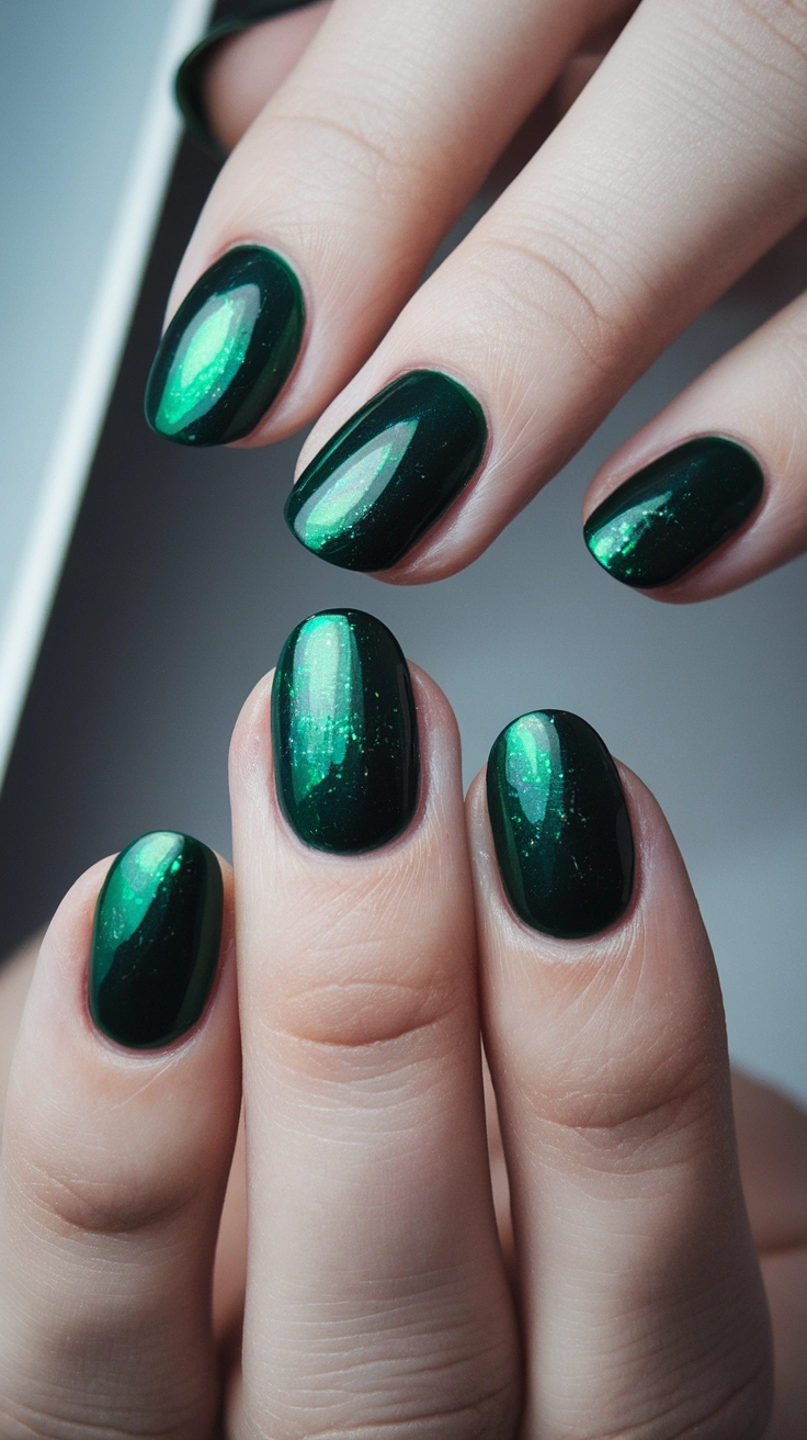a photo of a deep green manicure with a mwrNGvviV7yOKc5a1bsjfg ZuGyvPUfRMOSPeYBLM8gzw