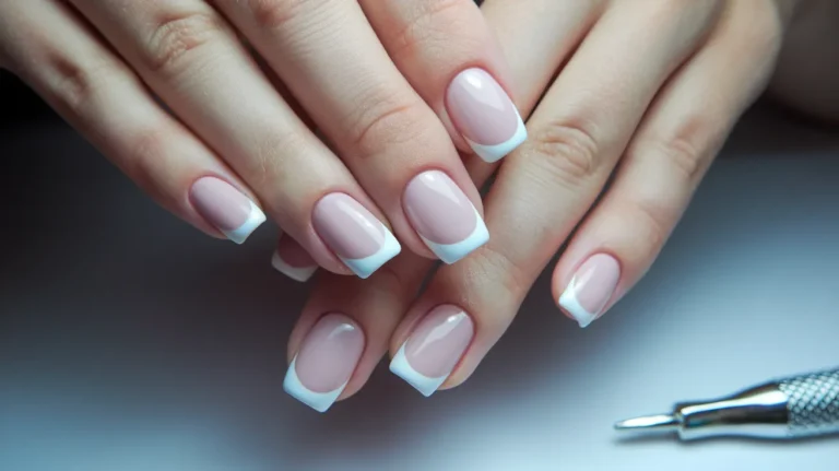 a photo of a manicure with french tips t qHKC7ELsXFKcVP8C67cBdQ kUpJqH99QP6LLn1Kug8LAA