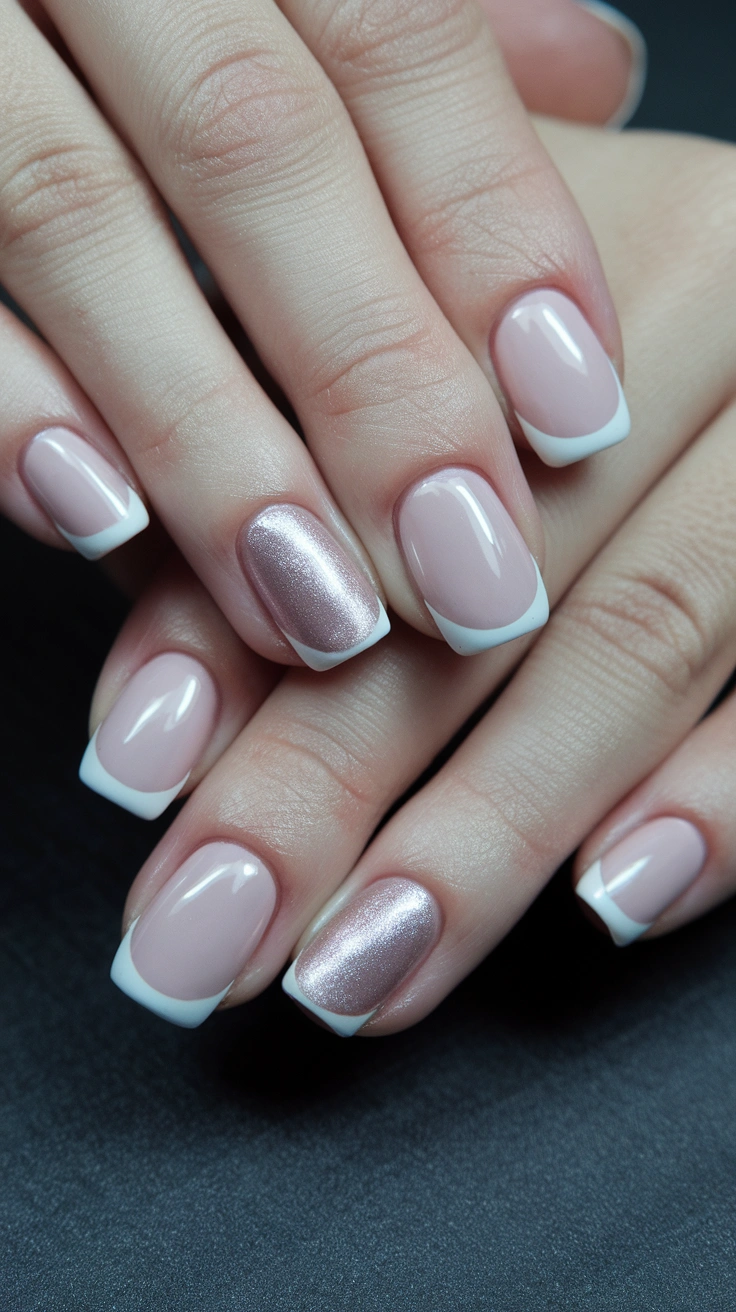 a photo of a modern french manicure