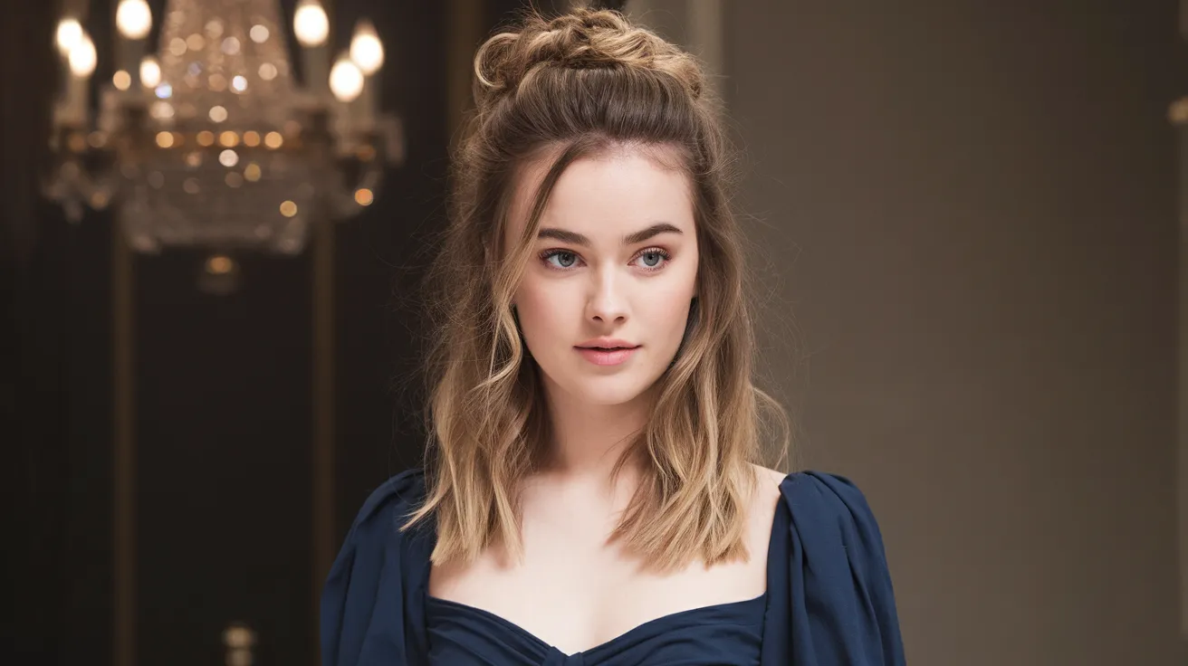a photo of a young woman with medium