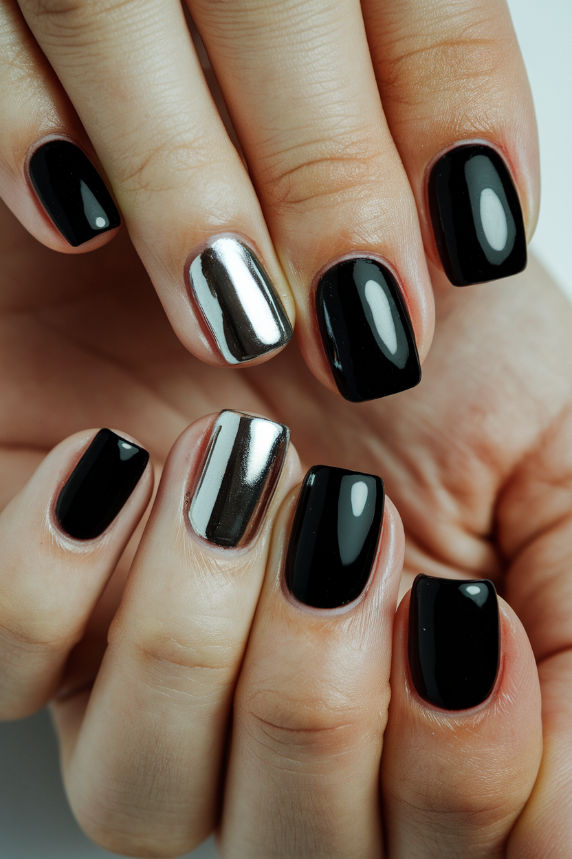 Black Chrome Nails 1