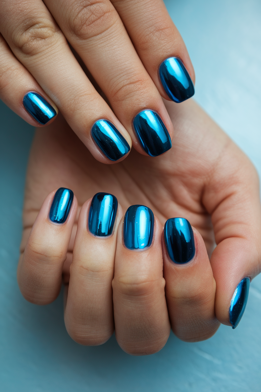 Blue Chrome Nails 2
