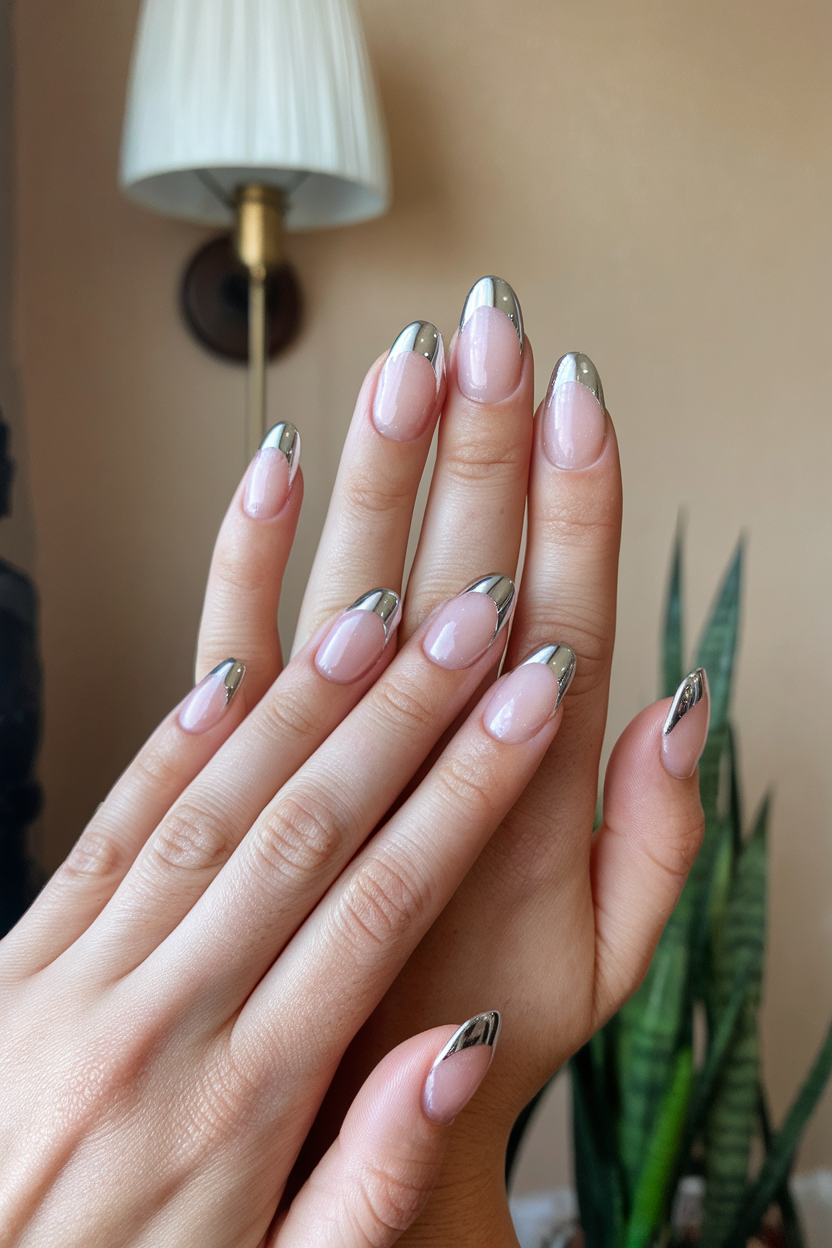 Chrome French Tip Nails 1