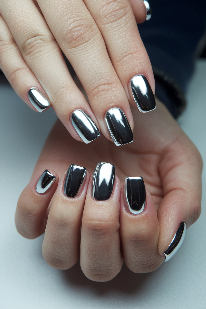 Classic Silver Chrome Nails