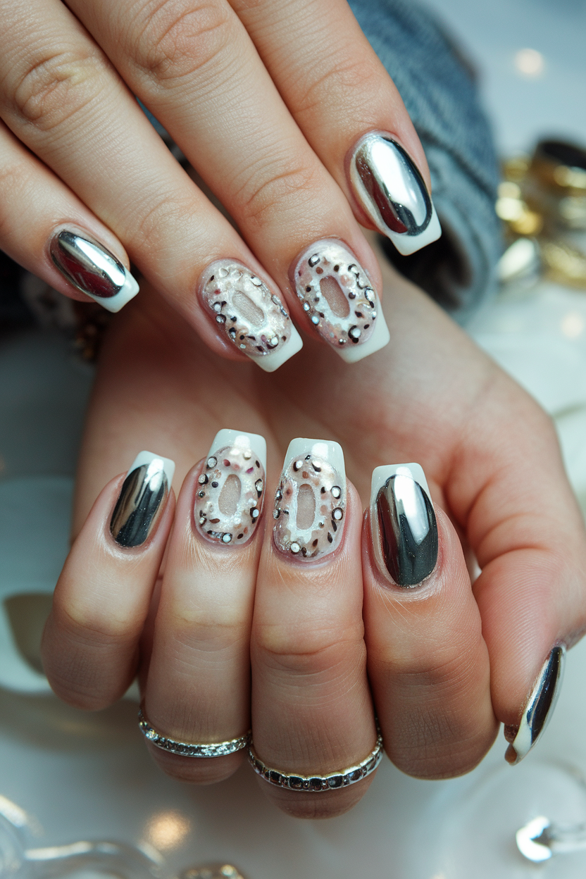 Glazed Donut Chrome Nails