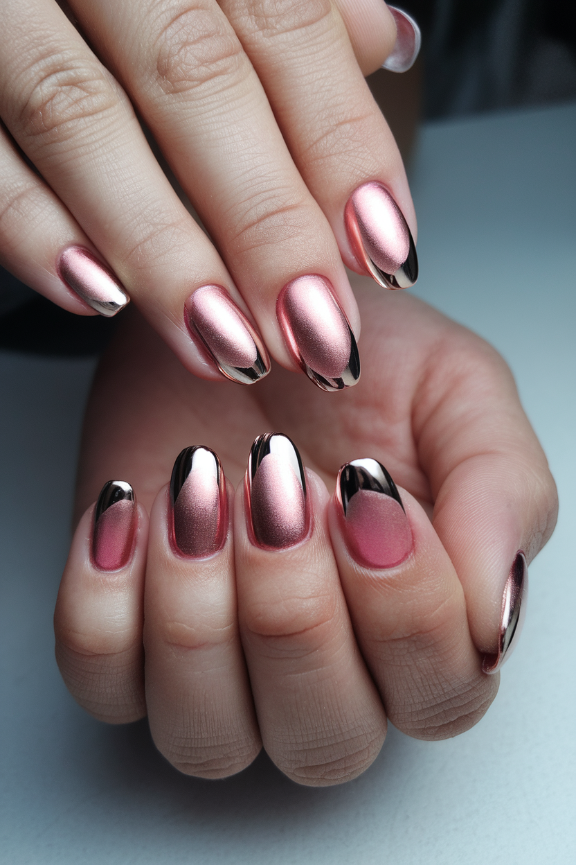 Rose Gold Chrome Nails 1