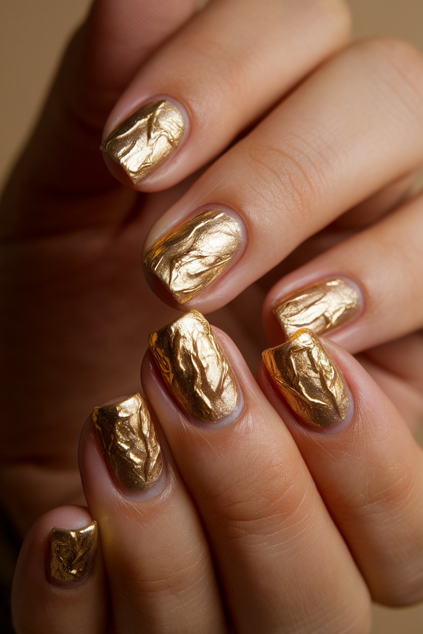 elegant gold foil nail art